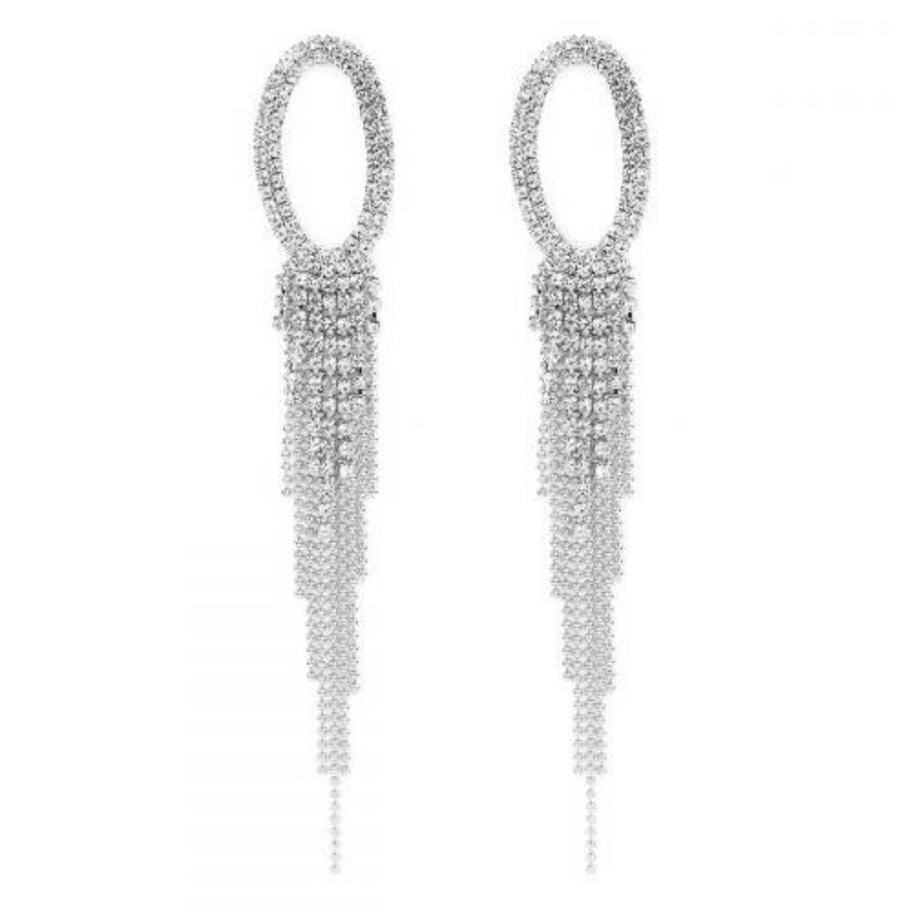 The Chloe Oval Chandelier Earrings (Silver)